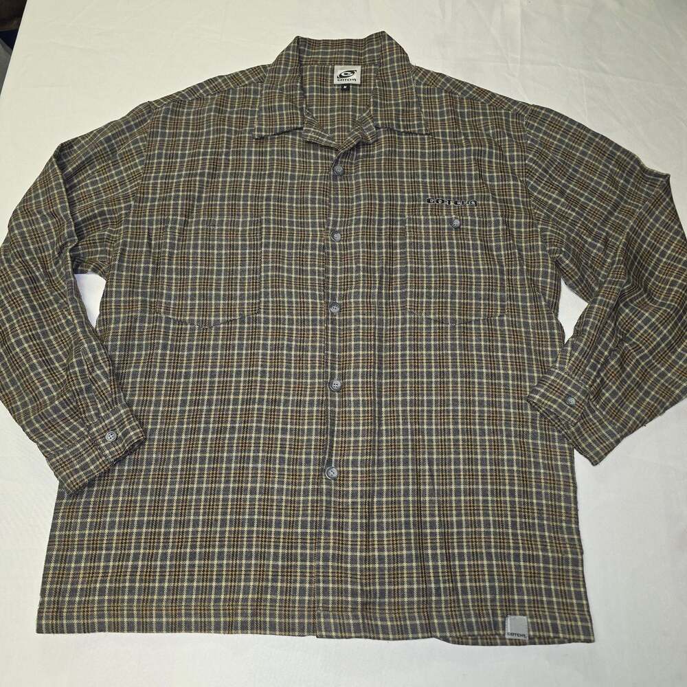 Vintage Gotcha Brown Plaid Long Sleeve Button-Down Shirt Men's Size M